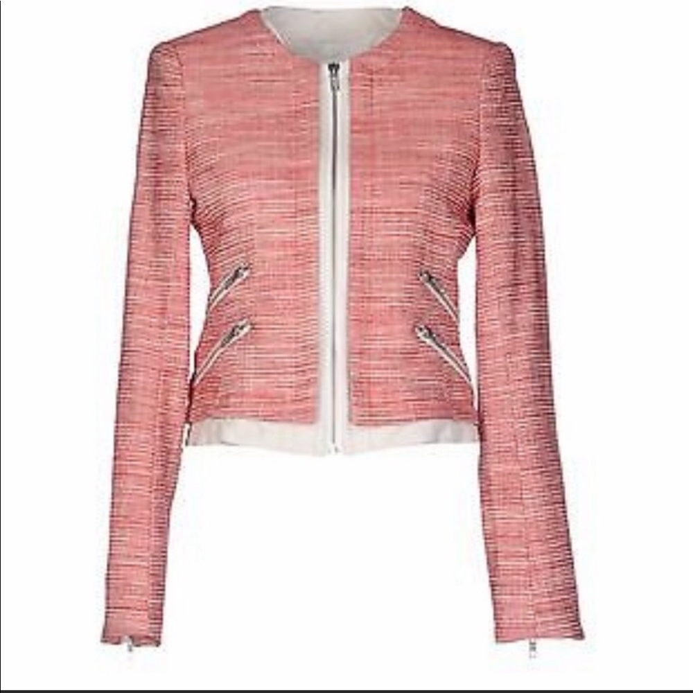 Parker blazer size S -coral tweed & white leather